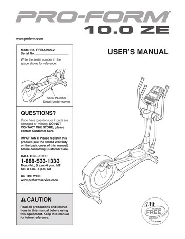 Proform Elliptical Manual